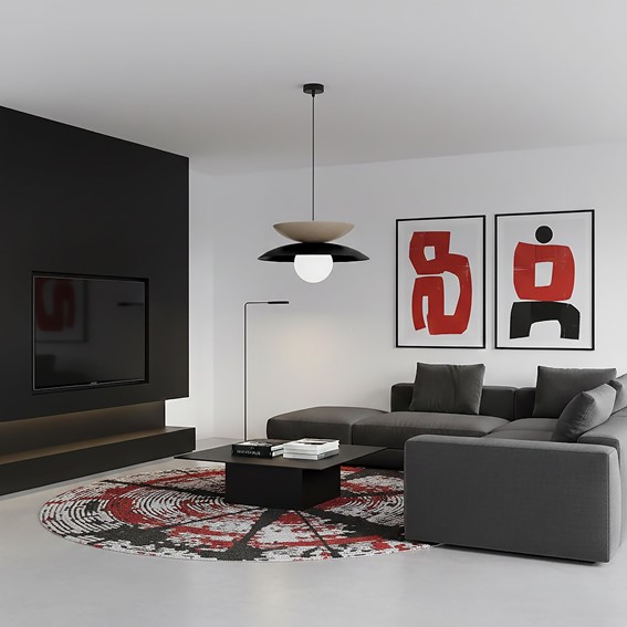 Lampa Wisząca NAGOYA 1 Czarny/Beżowy