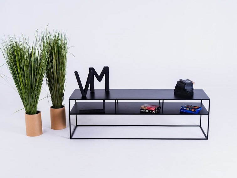 Stolik RTV Tensio 2 Floor Metal 150x45 Czarny