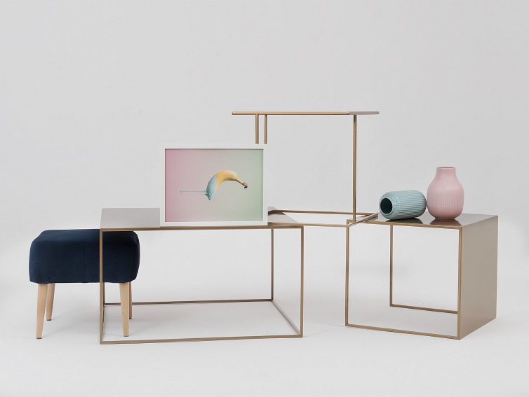 Stół Kawowy Tensio Metal 80x80 Złoty