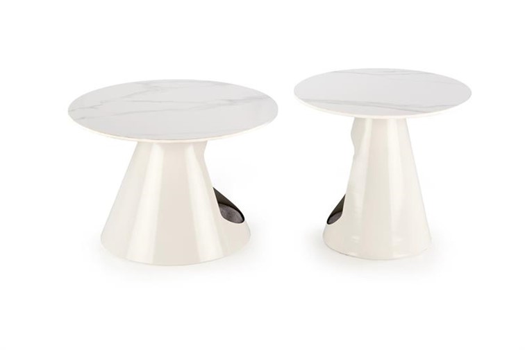 Zestaw 2 Ław OSARIO Biały/Biały Marmur