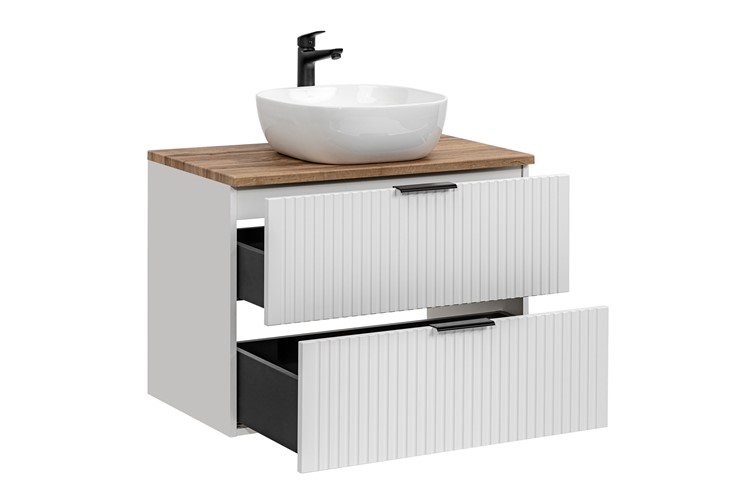 Zestaw ADW B UN 6252 80cm (Szafka + Blat + Umywalka) Biały/Dąb