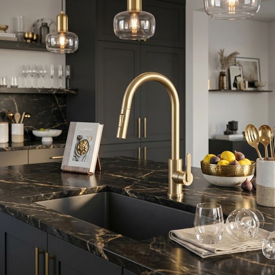 Bateria Kuchenna ONTARIO Złoty Szczotkowany