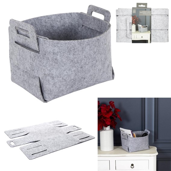 Kosz/Pudełko z Filcu S Składane Szary
