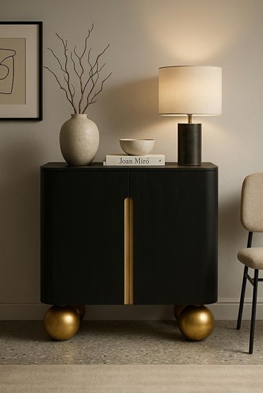 Komoda ORGANIC SHORT Czarny/Złoty