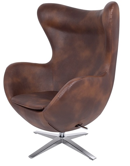 Fotel EGG Szeroki PU Brąz/Koniak