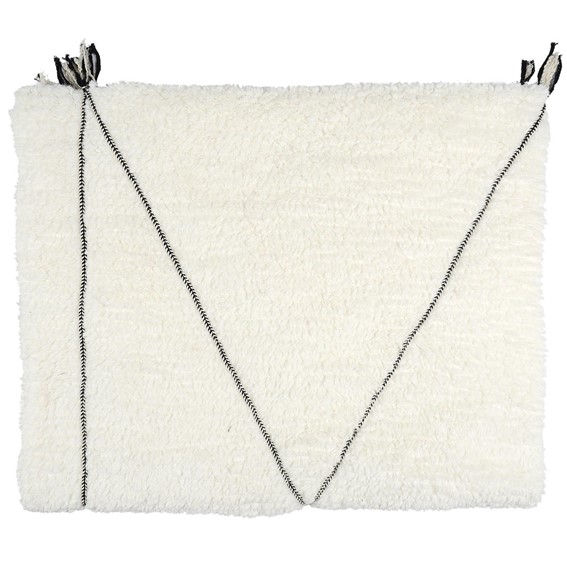 Koc Pled SHERPA Biały z Czarnym Wzorem