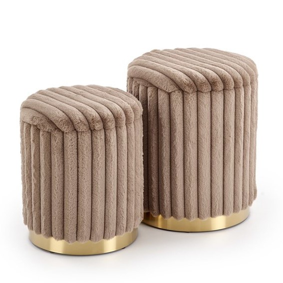 Zestaw 2 Puf FIDO Cappuccino/Złoty