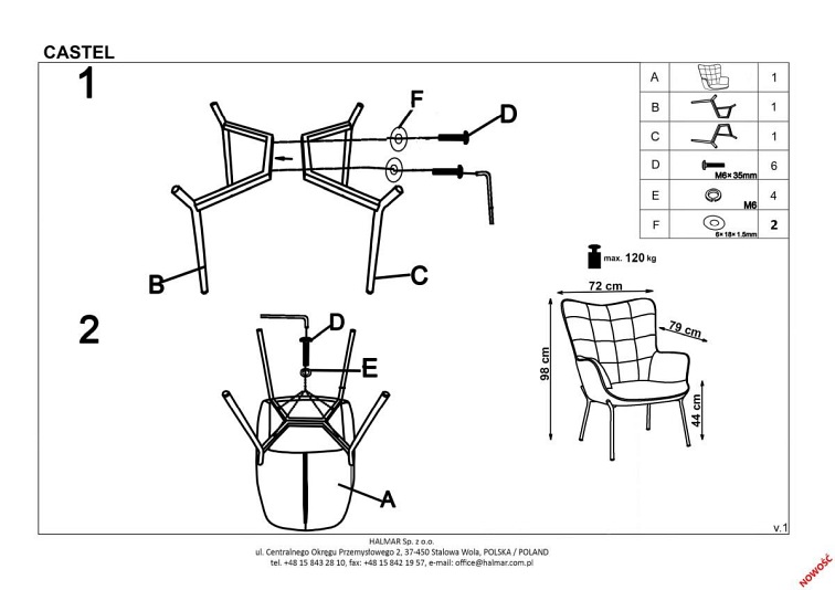 Fotel Wypoczynkowy CASTEL Czarny/Musztardowy