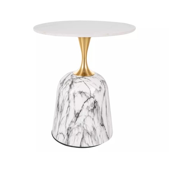 Ława FAMA fi50 Biały Marmur/Złoty