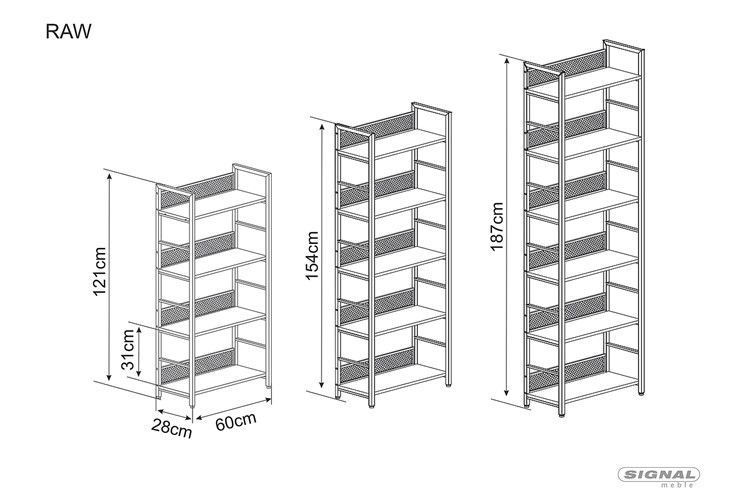Regał RAW R6 Czarny/Dąb