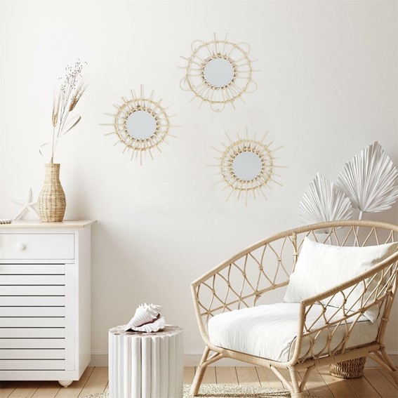 Zestaw 3 Luster Rattanowych LIPSI