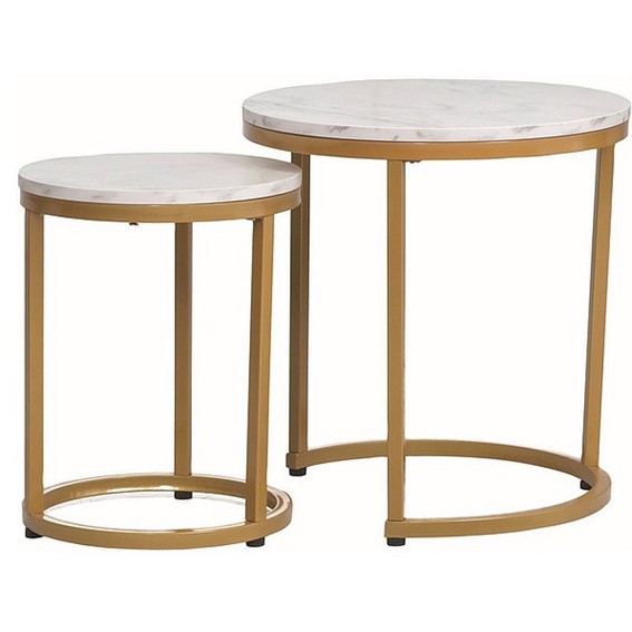 Ława HOLA Złoty/Biały Efekt Marmuru