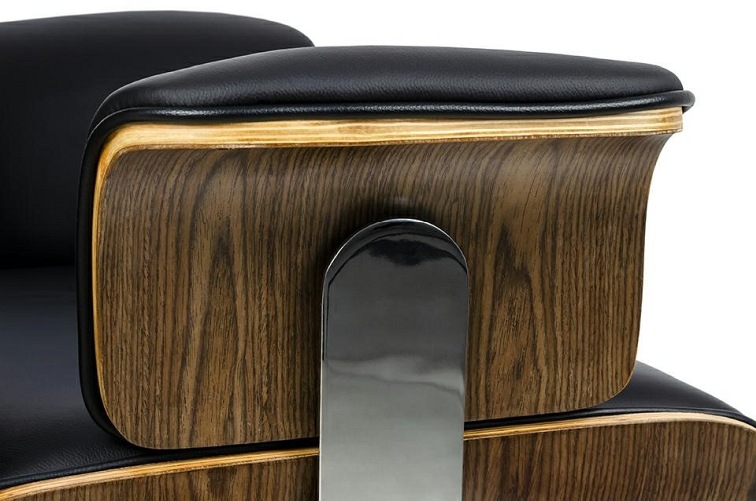 Fotel biurowy LOUNGE BUSINESS Czarny Orzech Skóra Naturalna