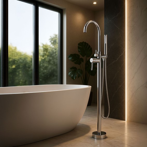 Bateria Wannowa Podłogowa LUNGO Chrom