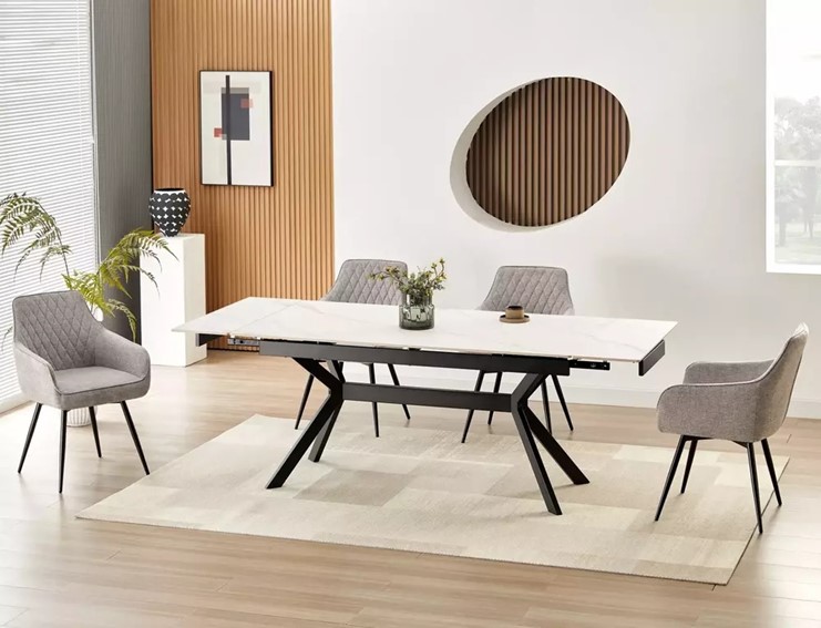 Stół Rozkładany IMPERIA 180 (180-240)x90 Biały/Czarny Mat