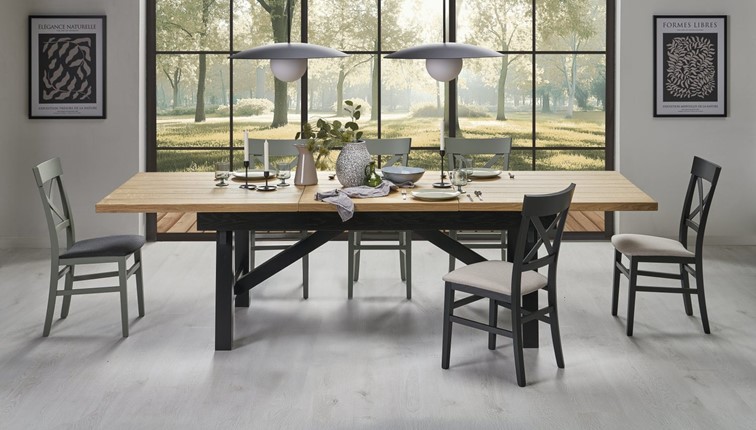 Stół Rozkładany FIESTA (200-280)x100 cm Dąb Naturalny/Czarny