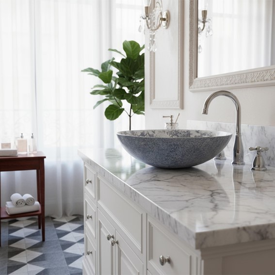 Umywalka Nablatowa JULIANA Biały/Niebieski