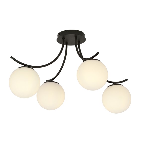 Lampa Sufitowa BOSTON 4 Czarny/Opal