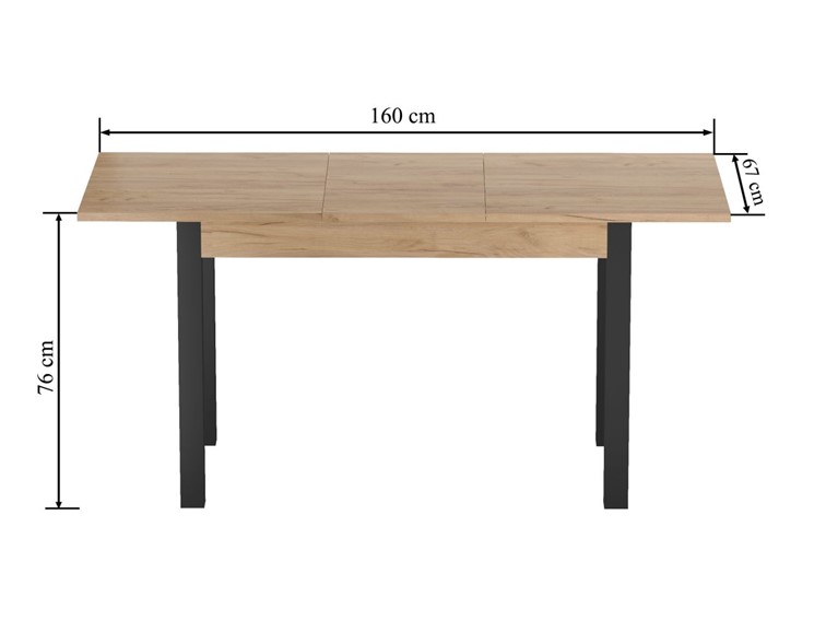 Stół Rozkładany ST22-FX (120-160)x67 Dąb Złoty Craft/Czarny