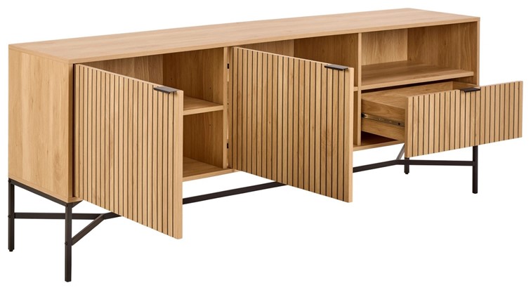 Komoda JAIPUR Czarny/Dąb Bielony