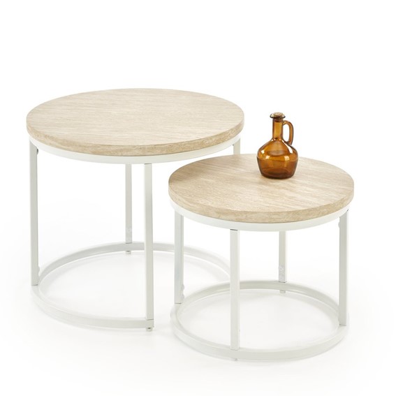 Zestaw 2 Ław OREO fi53/fi43 Trawertyn/Biały