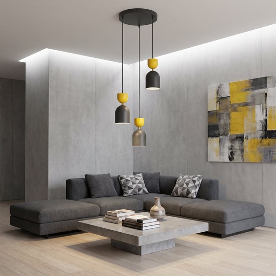 Lampa Wisząca GAUDI 3PREM Czarny/Pomarańczowy