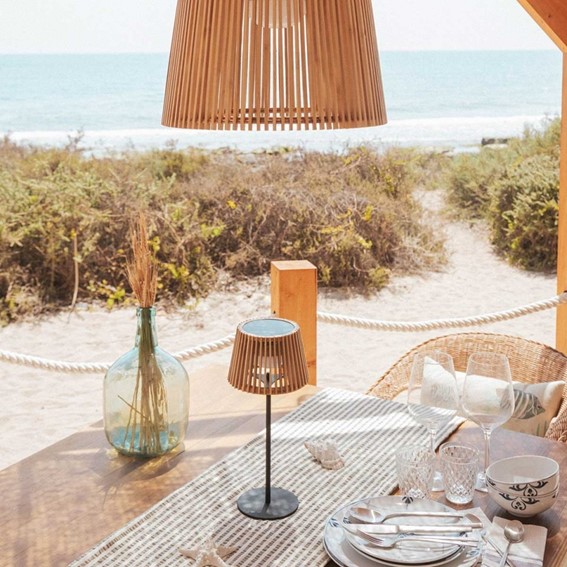 Lampa Stołowa OKINAWA SOLAR & BATTERY Dąb/Czarny