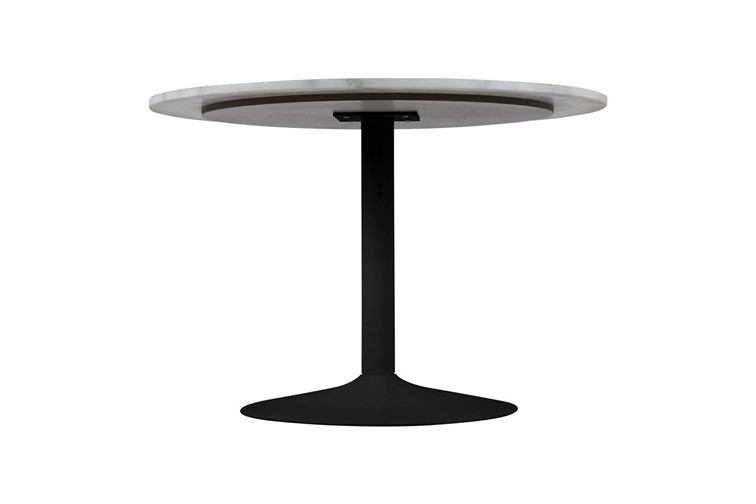 Stół TARIFA fi110 Biały Marmur Czarna Podstawa