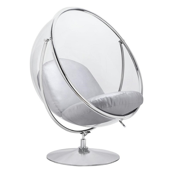 Fotel BUBBLE STAND 2 Poduszka Srebrna Ekoskóra