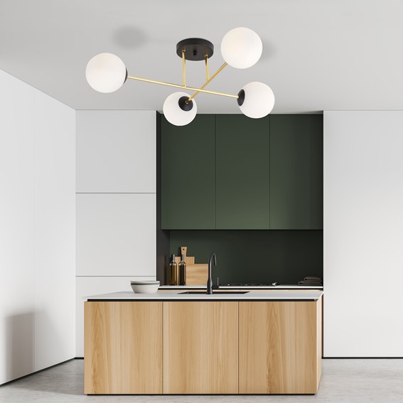 Lampa Sufitowa MAGNUM 4 Czarny/Opal