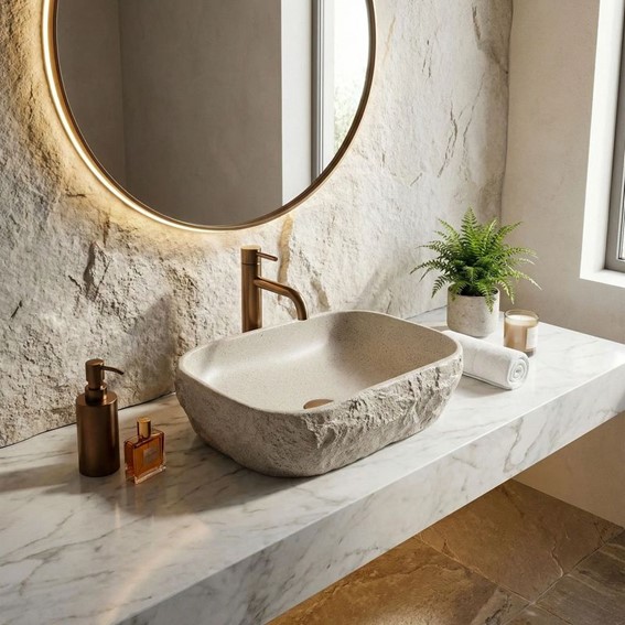 Umywalka Nablatowa BIANKA Beżowy