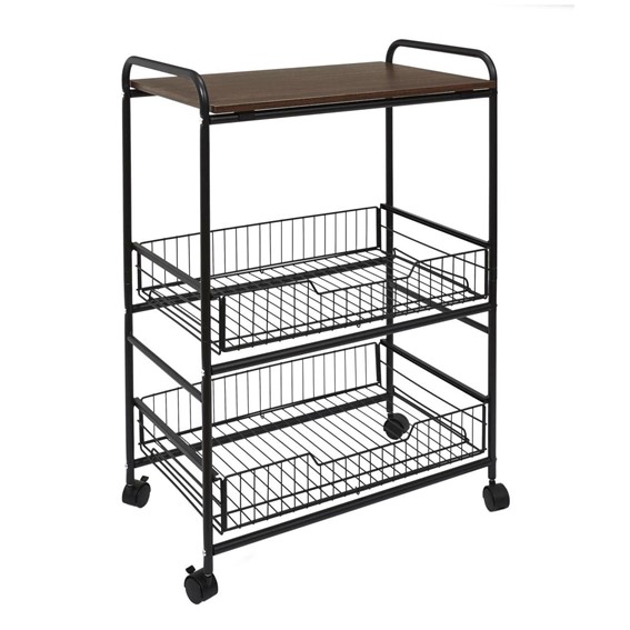 Wózek Barek DOLIE Czarny/Orzech