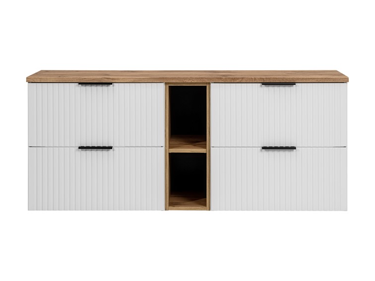 Zestaw ADW B 81-01 140cm (2x Szafka + Regał + Blat) Biały/Dąb