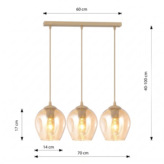 Lampa Wisząca ISTAR 3 Beżowy/Miodowy