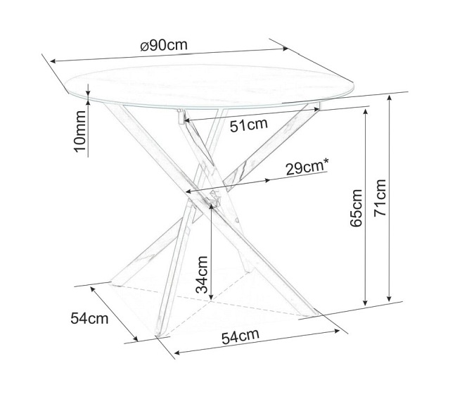 Stół Okrągły AGIS fi90 Chrom/Efekt Marmuru