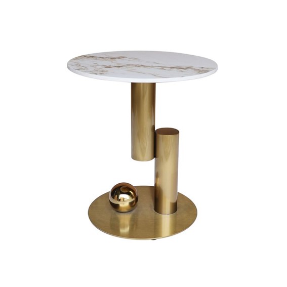 Stolik MODIG M65 fi45cm Biały/Złoty