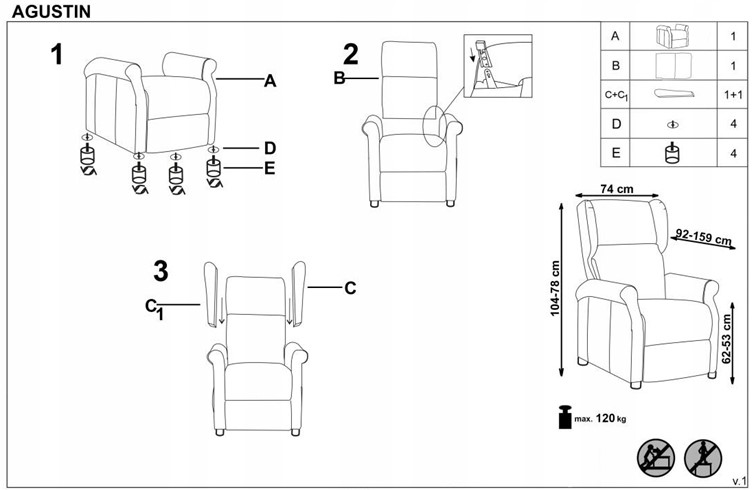 Fotel Wypoczynkowy AGUSTIN Beżowy