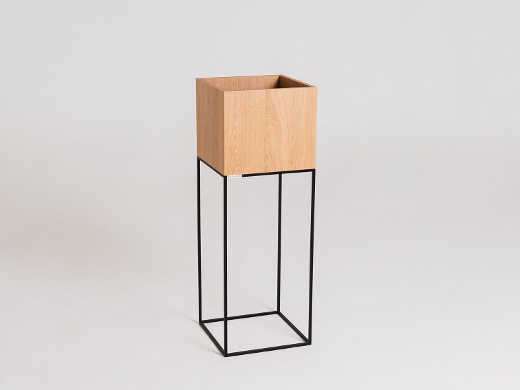 Donica Palmus Metal 35x35x100 Dąb/Czarny