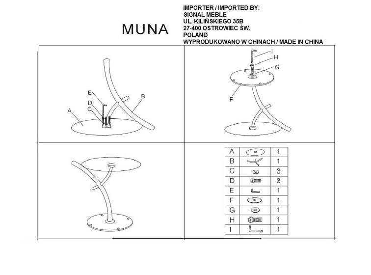 Ława MUNA fi50 Transparentny/Chrom