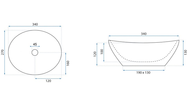 Umywalka Nablatowa Umywalka SOFIA MINI AIAX SHINY Biały