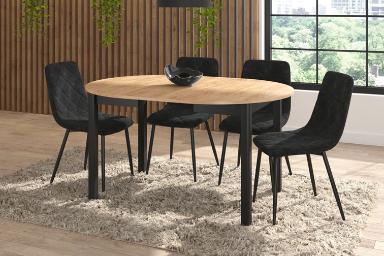 Stół Rozkładany ST5-FX (102-144)x102 Dąb Złoty Craft/Czarny