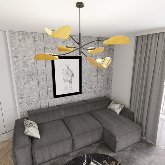 Lampa Sufitowa LOTUS 6 Czarny/Pomarańczowy