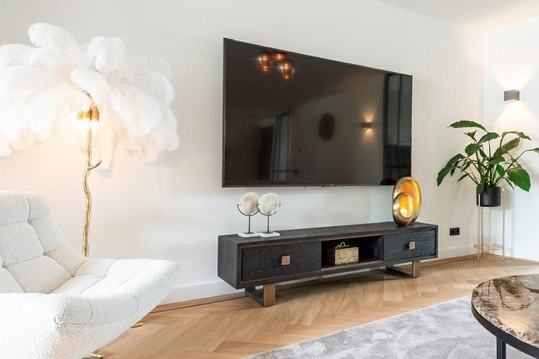 Szafka RTV HUNTER Naturalny/Złoty