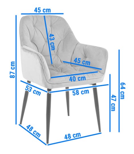 Krzesło EMMA Welur Czarny/Czarny