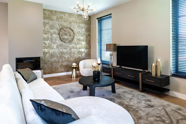 Szafka RTV CAMBON Czarny/Naturalny