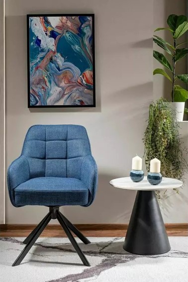 Krzesło METRO Bjorn Czarny Mat/Granatowy 86