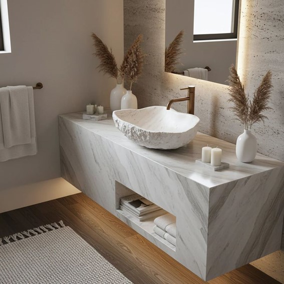 Umywalka Nablatowa ISLA SHIRO Beżowy