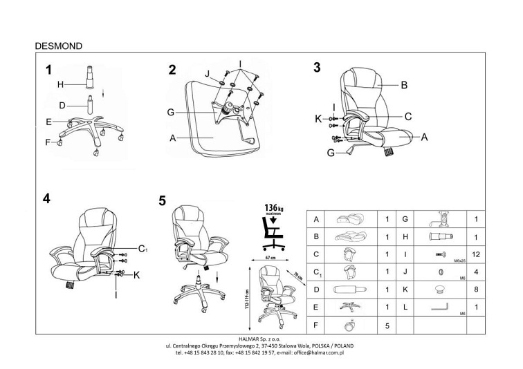 Fotel Gabinetowy DESMOND Beżowy
