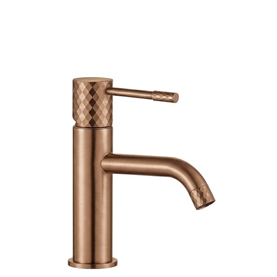 Bateria Umywalkowa Niska LUNGO DIAMOND Miedź Szczotkowany