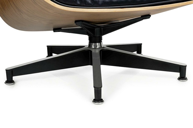 Fotel z Podnóżkiem Lounge HM Soft Premium Szeroki Czarny/Orzech